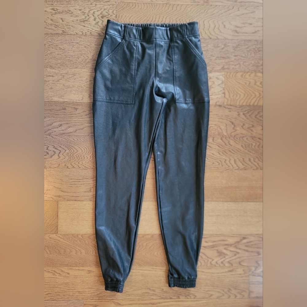 Spanx Faux Leather Joggers Black Size Medium